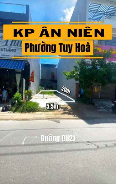 Cần bán lô đất 110m2, mặt tiền DH21 đối diện Trường THCS Hòa An, KP Ân Niên, phường Tuy Hòa, Phú Yên