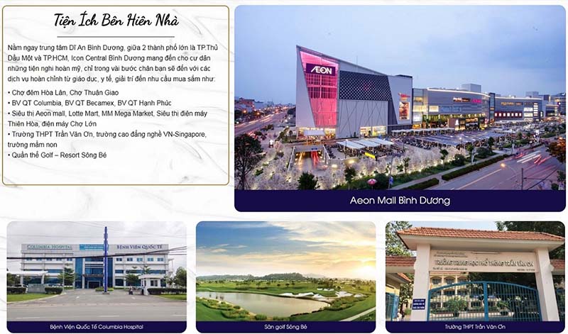 Tiện ích xung quanh dự án Icon Central Bình Dương