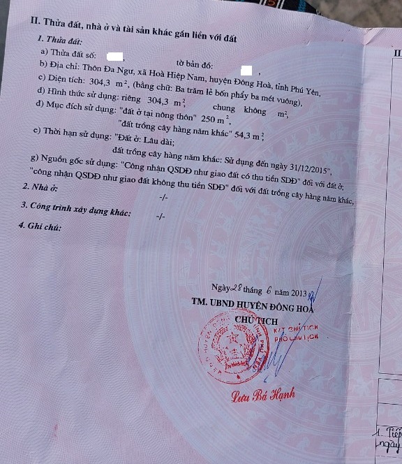 Lô đất thuộc Thôn Đa Ngư, Hòa Hiệp Nam, Thị xã Đông Hòa.